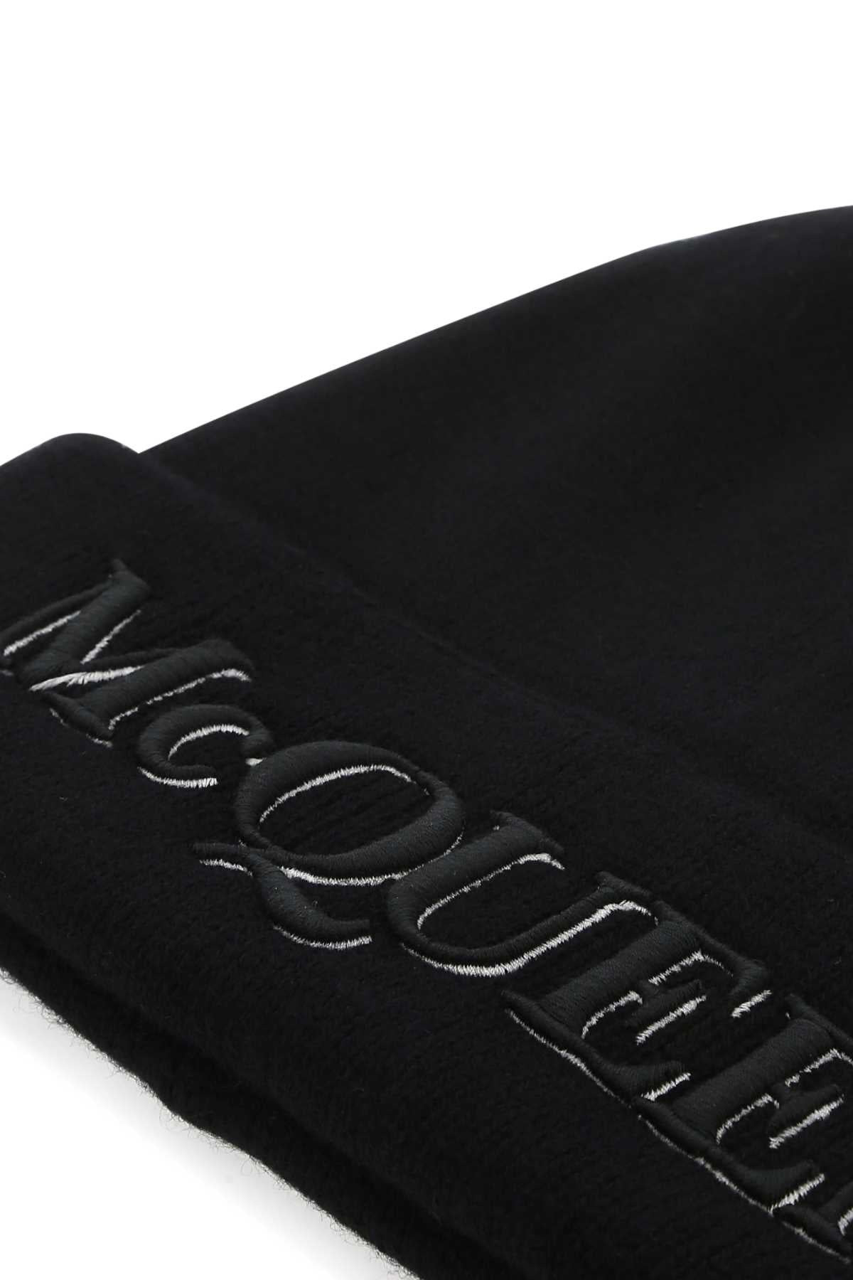 Alexander Mcqueen Men Black Cashmere Beanie Hat - 3