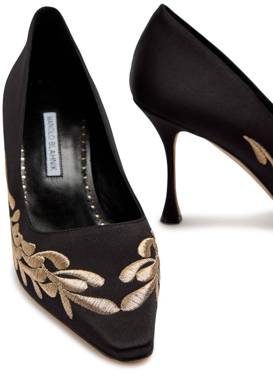 Manolo Blahnik Rabata 90 Embroidered Satin Pumps - 4