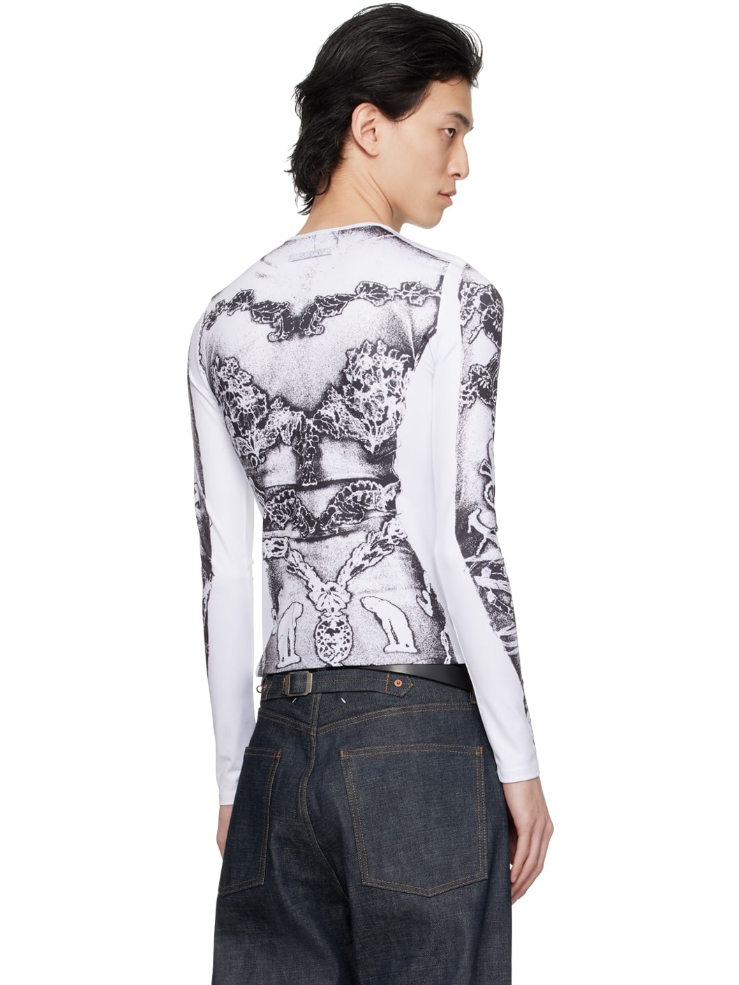 White 'The Gaultier Paris' Long Sleeve T-Shirt - 3