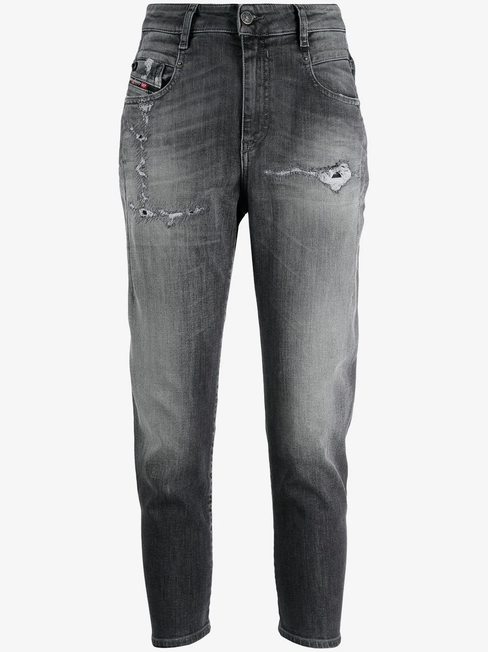 cropped distressed boyfriend jeans - 1