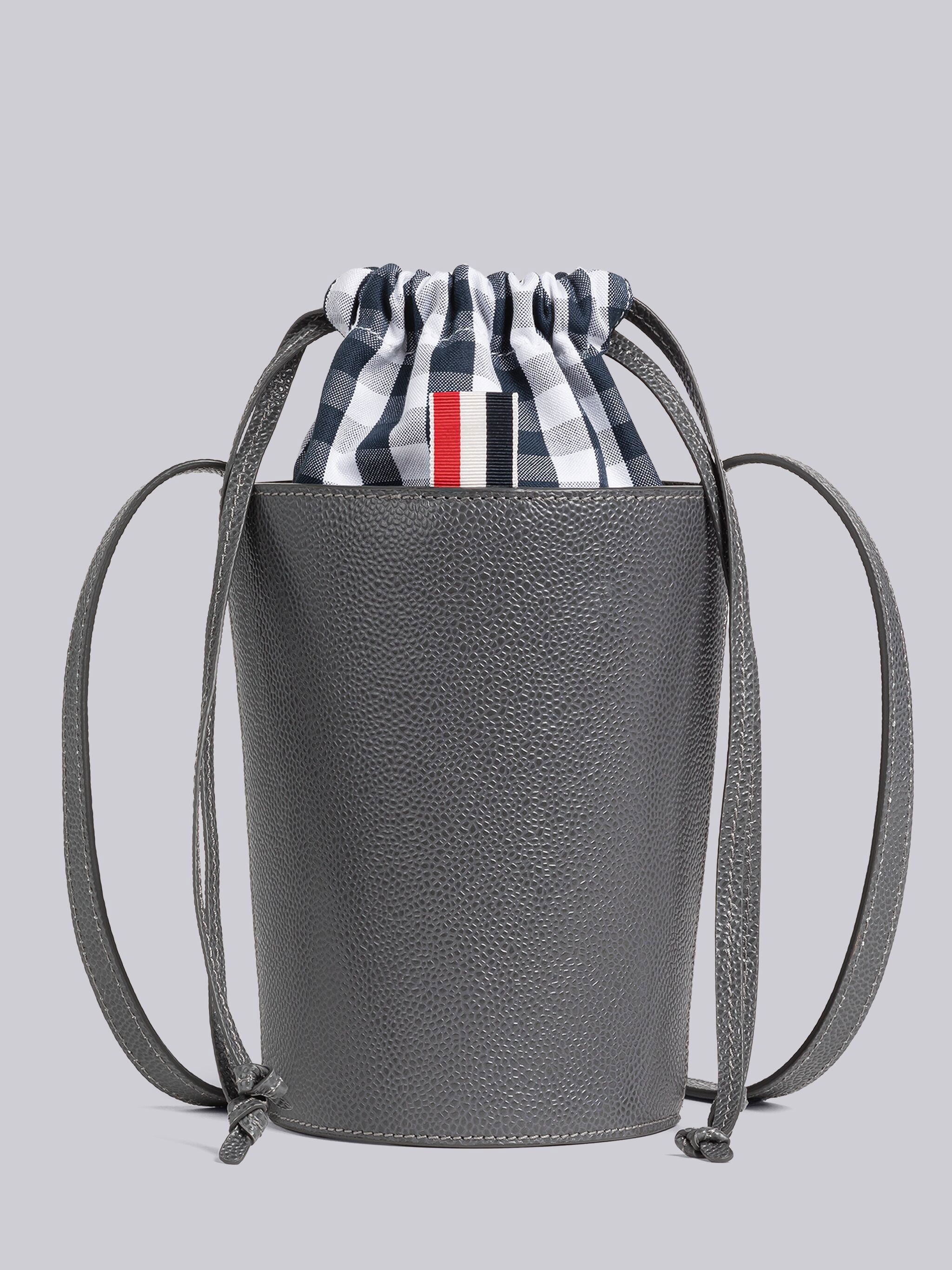 Pebble Grain Gingham Crossbody Mini Bucket Bag - 1