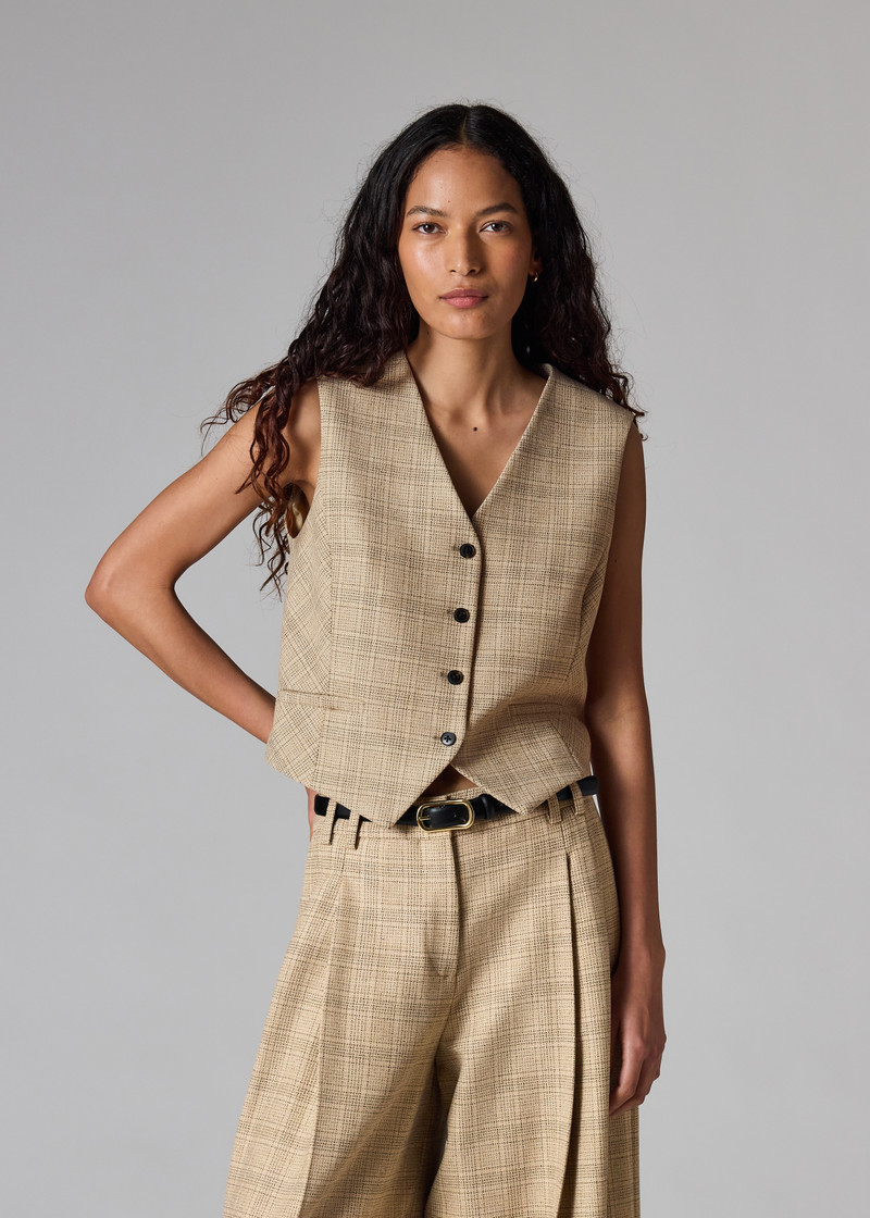 Women's Stone Check Waistcoat 4