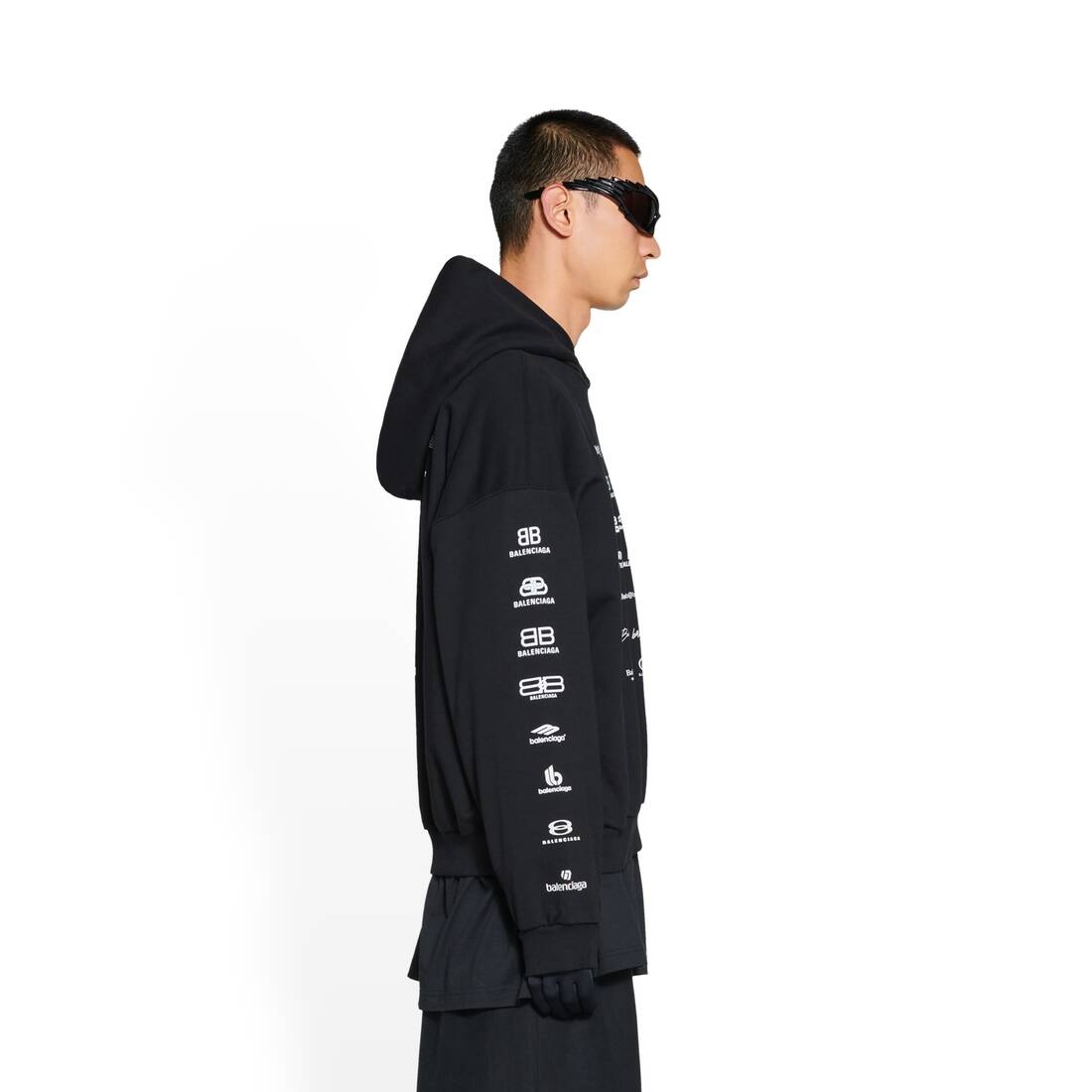 BALENCIAGA Archives Logos Hoodie Medium Fit in Black