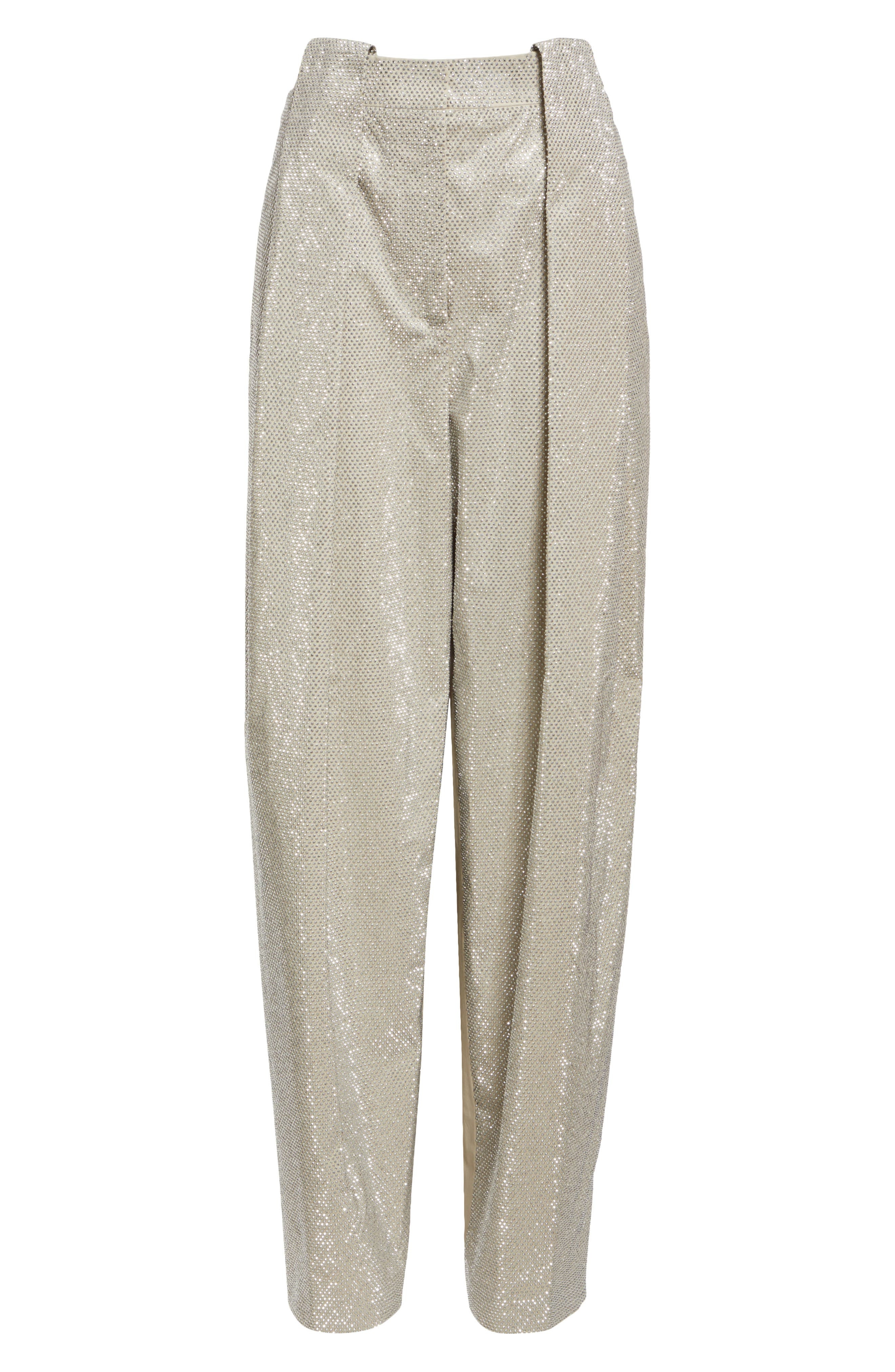 Stella McCartney Hotfix Crystal Embellished Balloon Leg Pants in Pebble at Nordstrom - 5