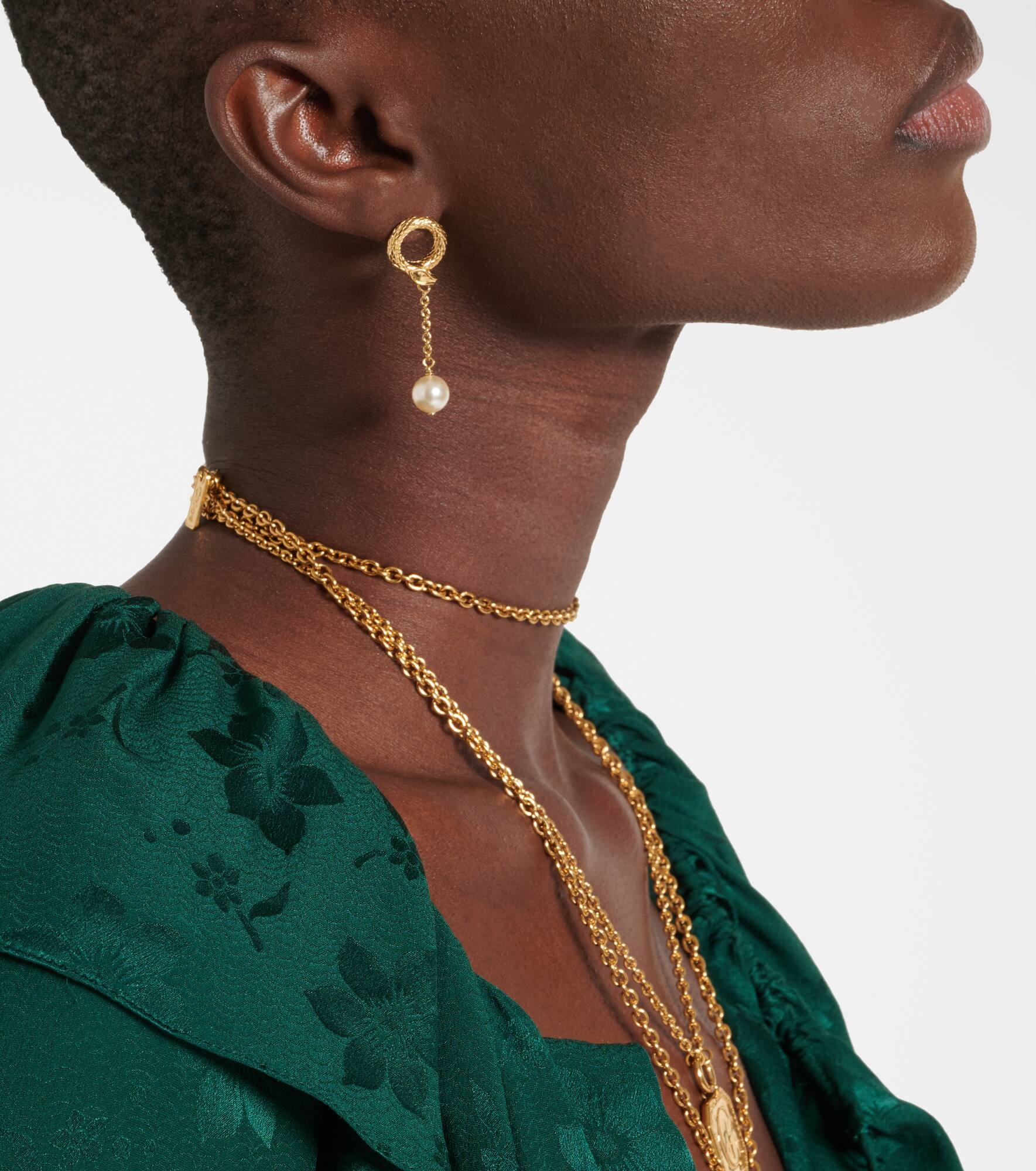 Chloé Snake faux pearls drop earrings - 6