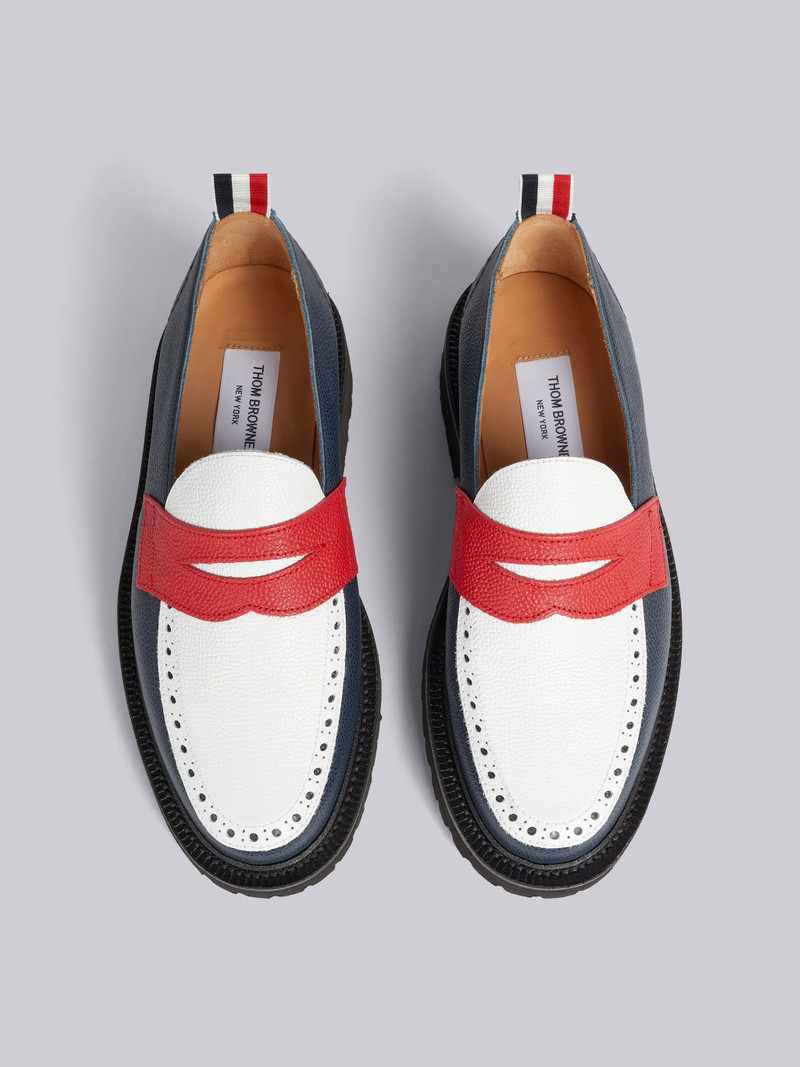 Multicolor Pebble Grain Leather Commando Sole Penny Loafer 4