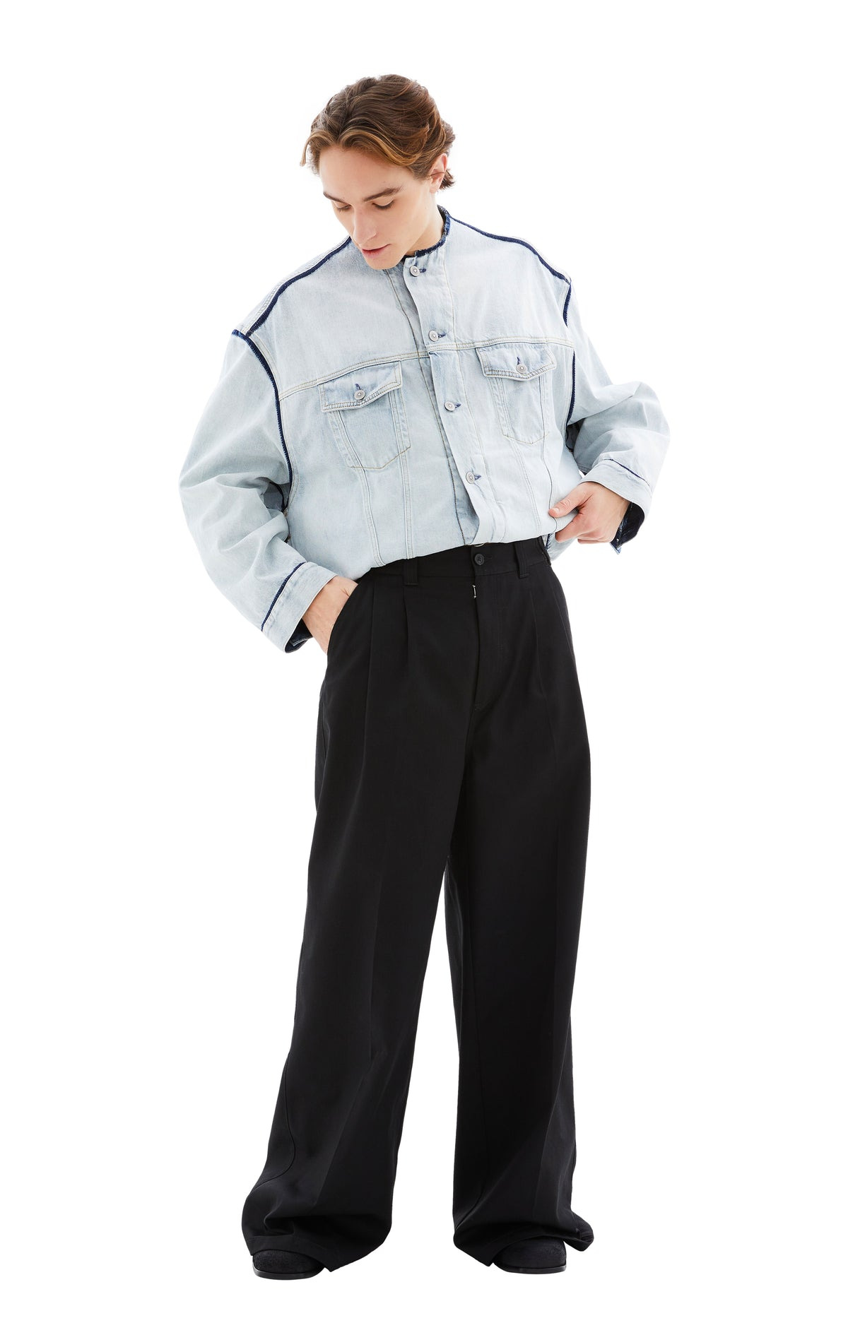 WIDE LEG TROUSERS (BLACK) - 1