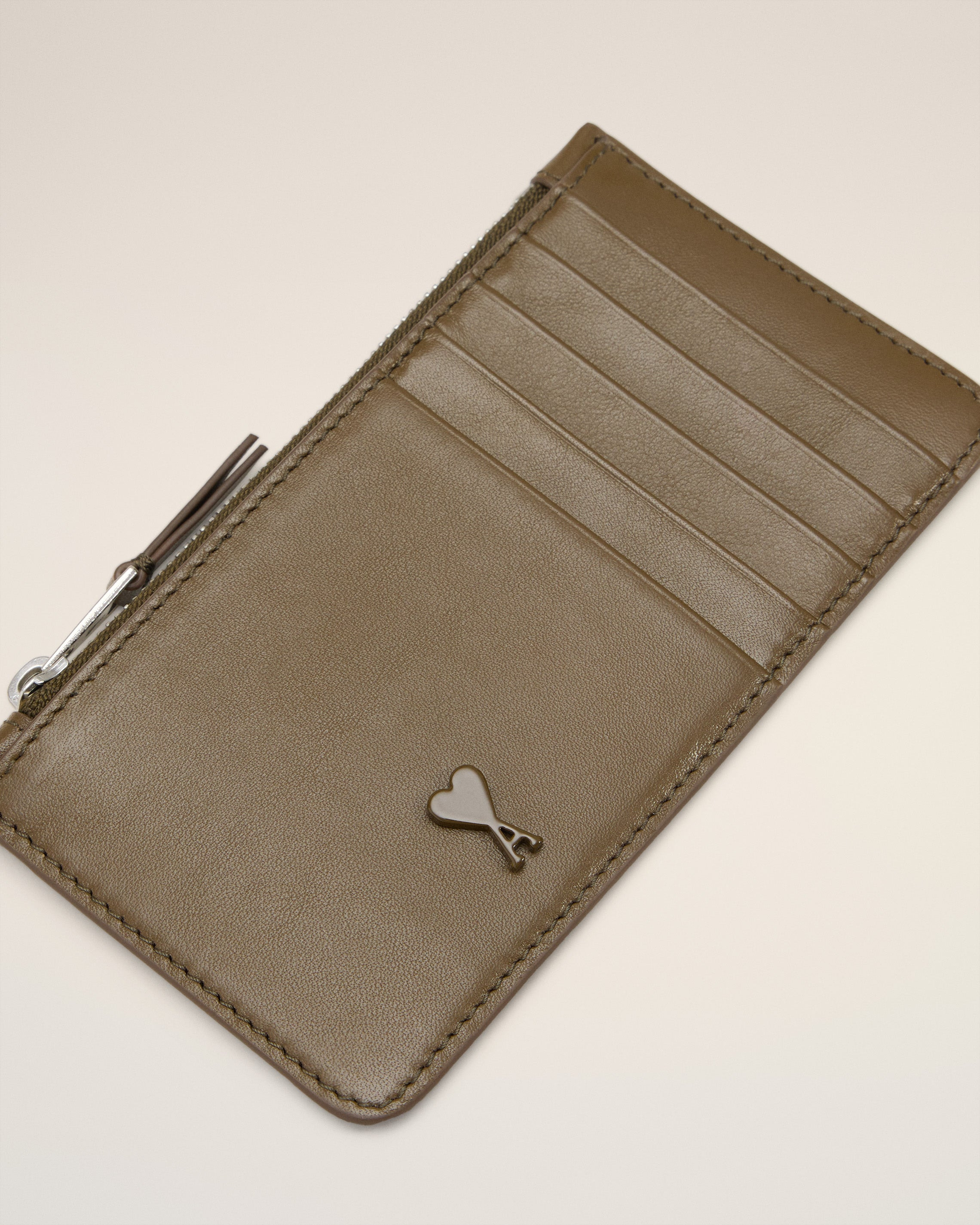 GREEN SMOOTH LEATHER AMI DE COEUR ZIPPED CARD HOLDER - 3