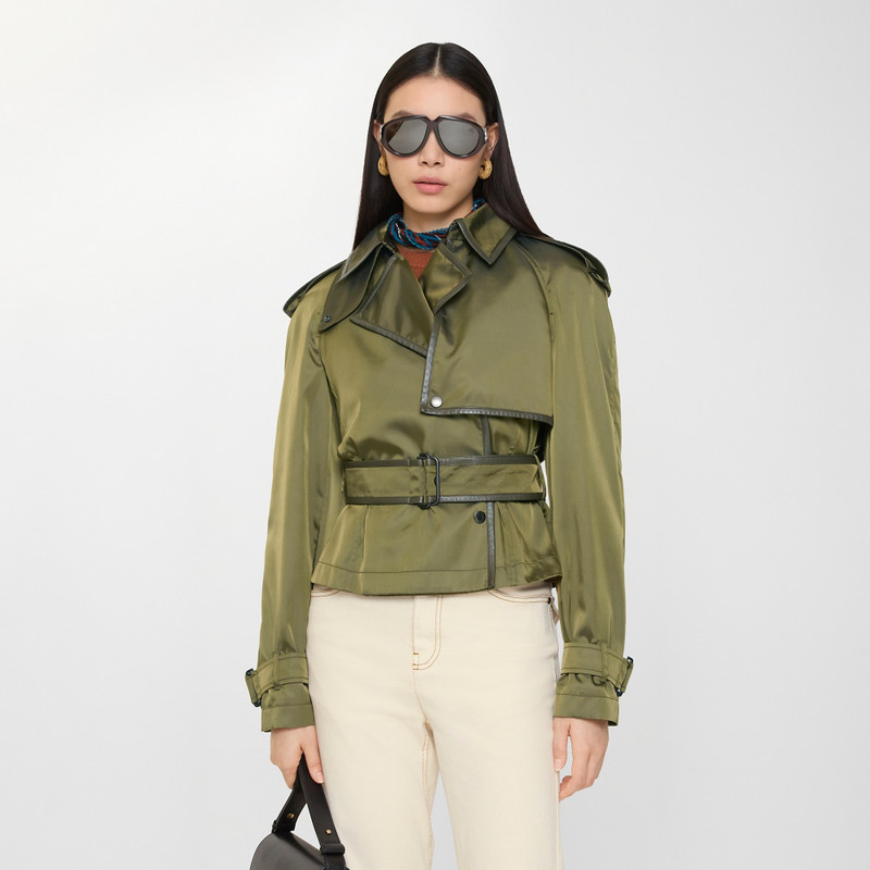 Short Nylon Blend Trench Coat 3