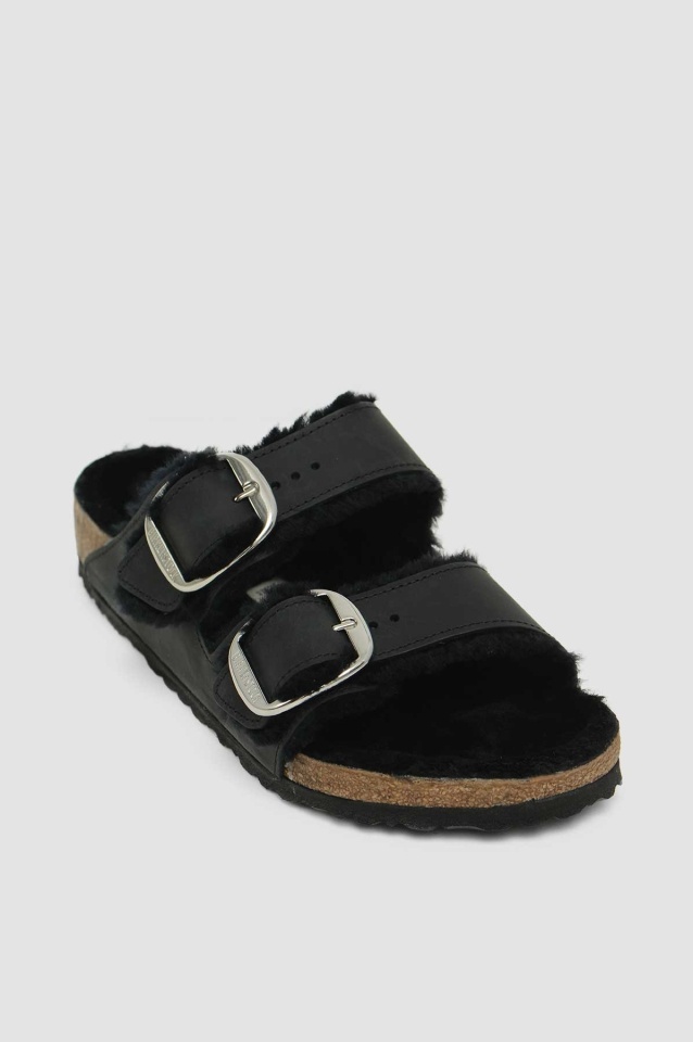 BIRKENSTOCK Arizona Big Buckle Shearling Sandals Black - 2