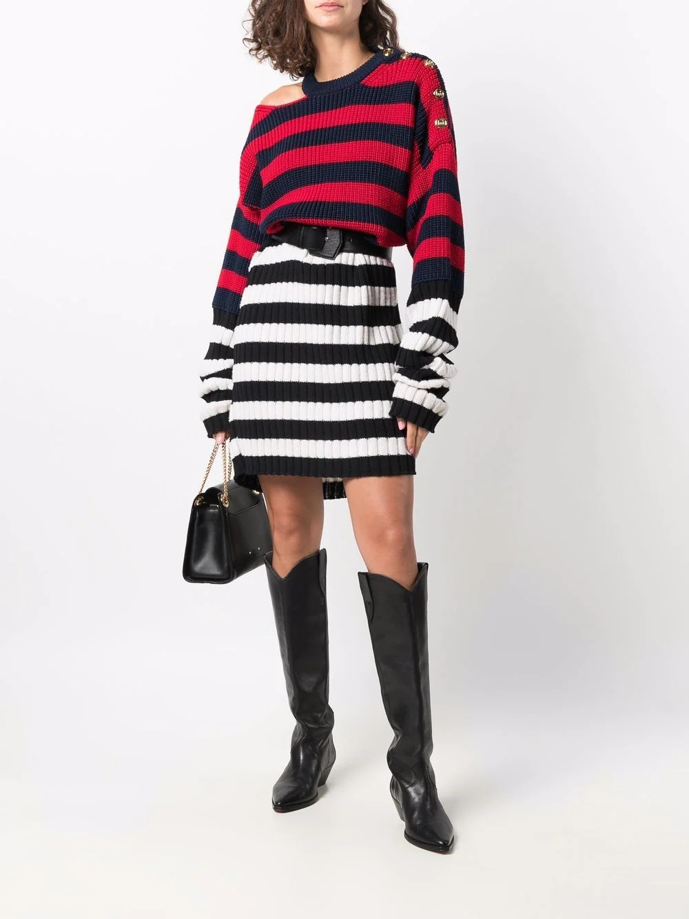 ribbed-knit striped dress - 2