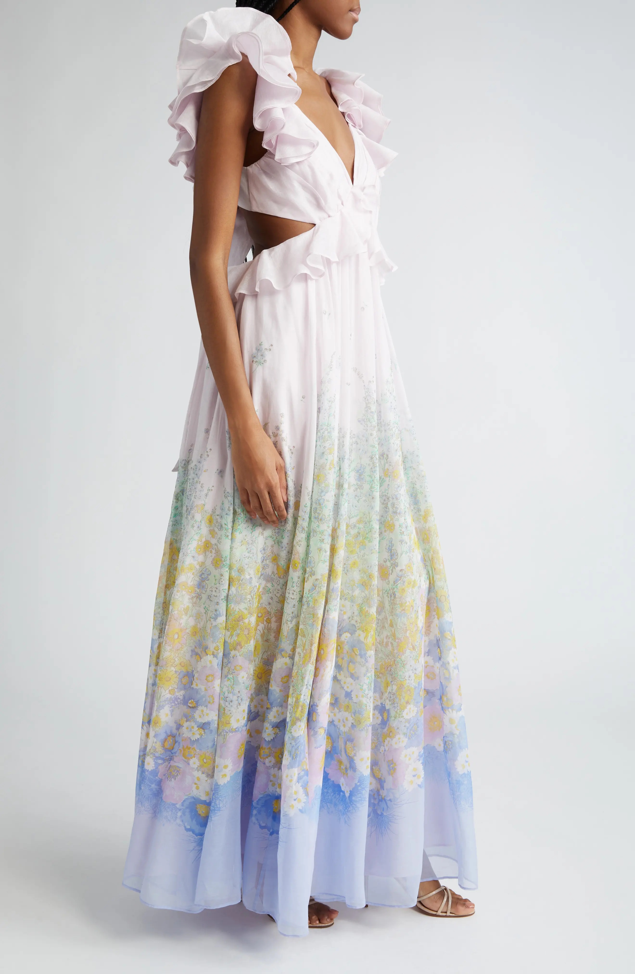 Floral Ruffle Linen & Silk Gown - 3