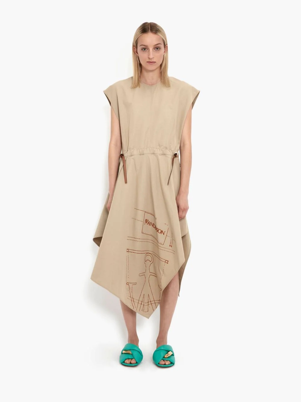 CAP SLEEVE ASYMMETRIC MIDI DRESS - 2