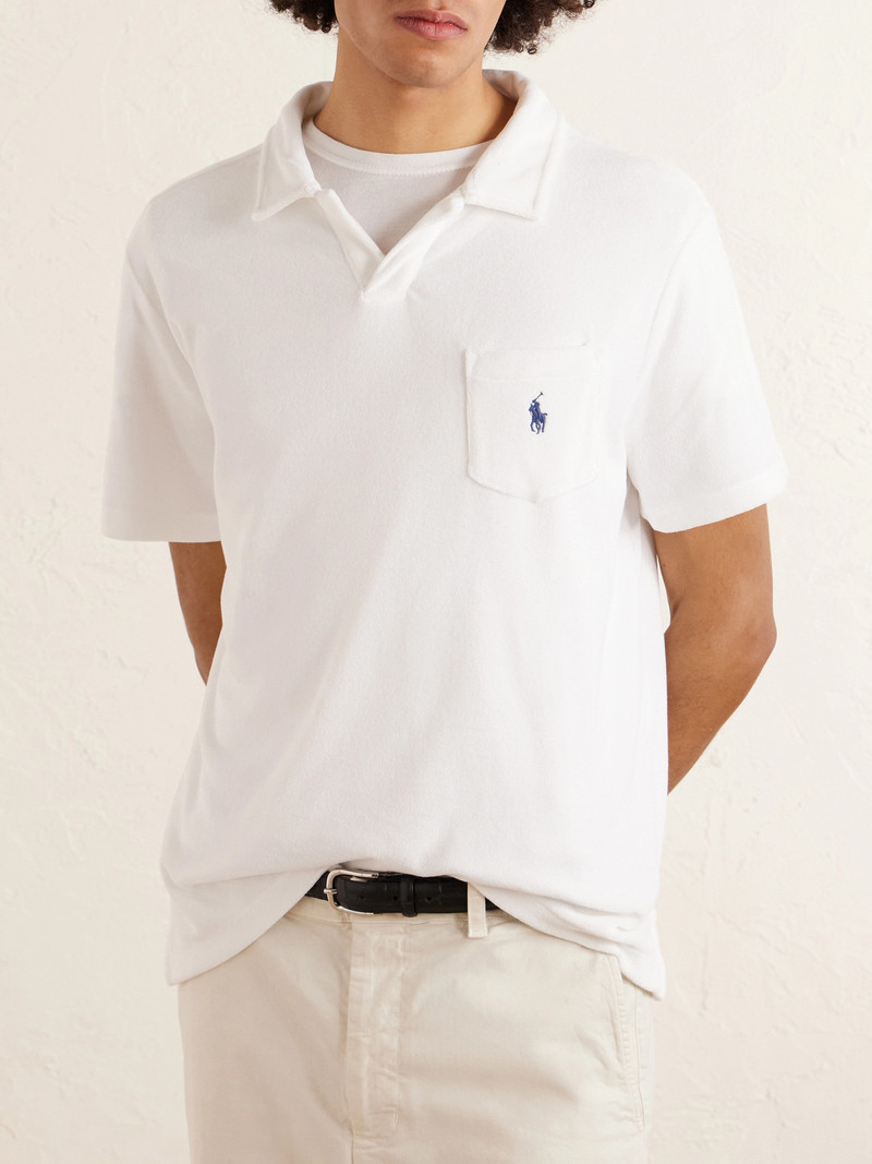 Logo-Embroidered Cotton-Blend Terry Polo Shirt 3