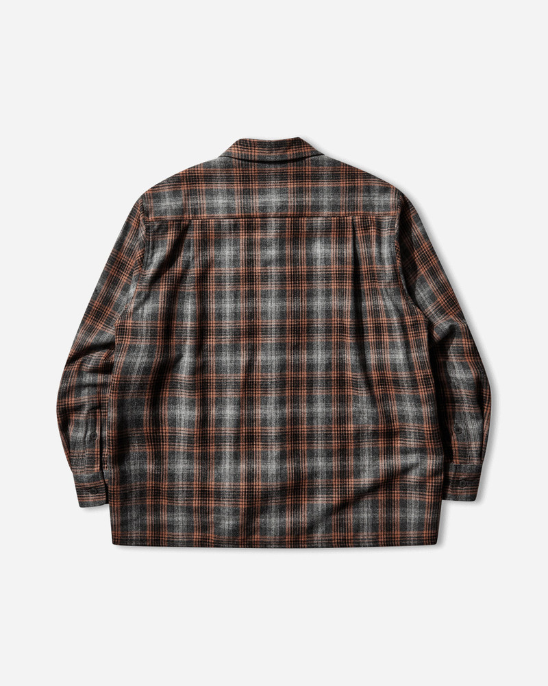 WACKO MARIA Men's Pendleton Ombre Check Open Collar Shirt Gray / Orange outlook