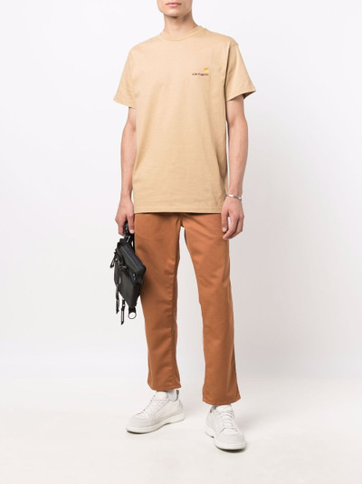 Carhartt logo-patch cotton straight-leg trousers outlook