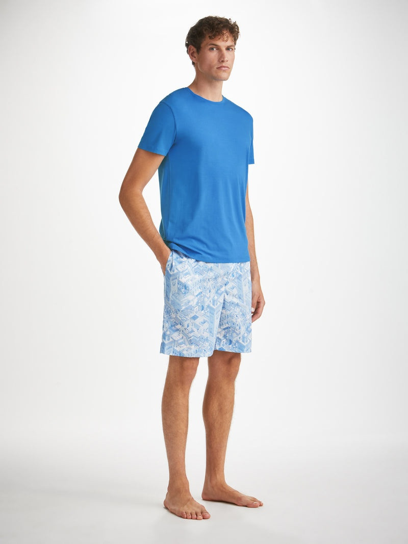 Derek Rose Men's T-Shirt Basel Micro Modal Stretch Azure Blue outlook