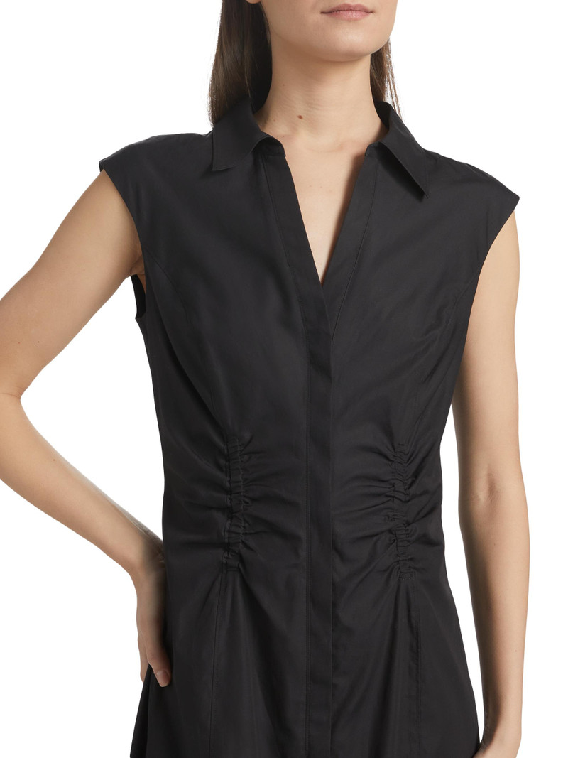 Women's Poplin Ruched Midi-Shirtdress - Black 6