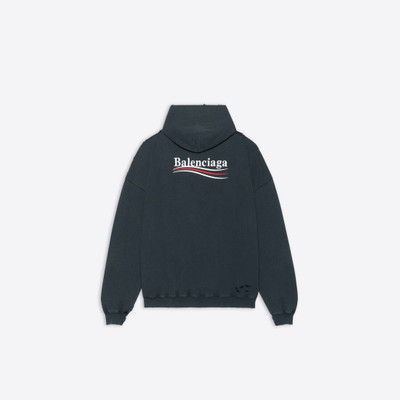 BALENCIAGA Men's Political Campaign Hoodie Large Fit in Black outlook