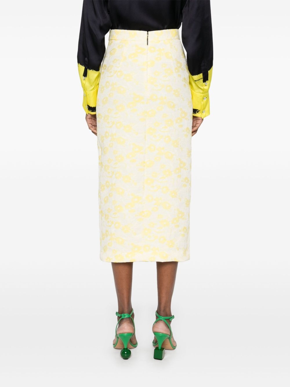 floral-jacquard midi skirt - 4