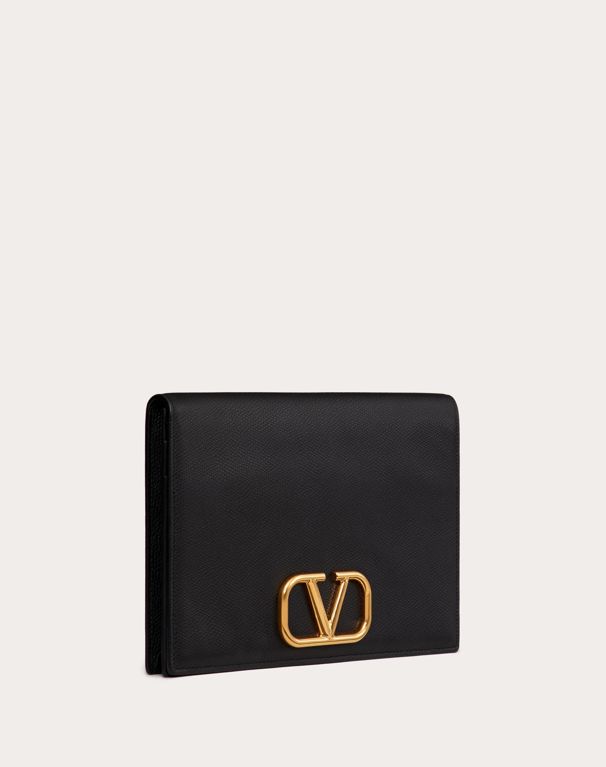 VLOGO SIGNATURE GRAINY CALFSKIN POUCH - 4