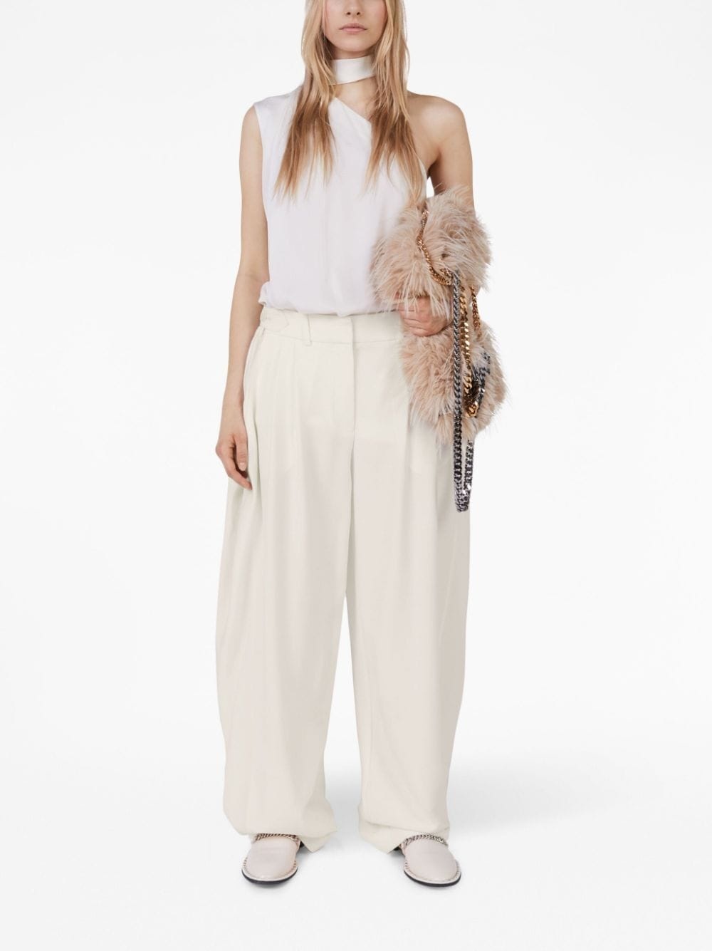 pleated wide-leg wool trousers - 2