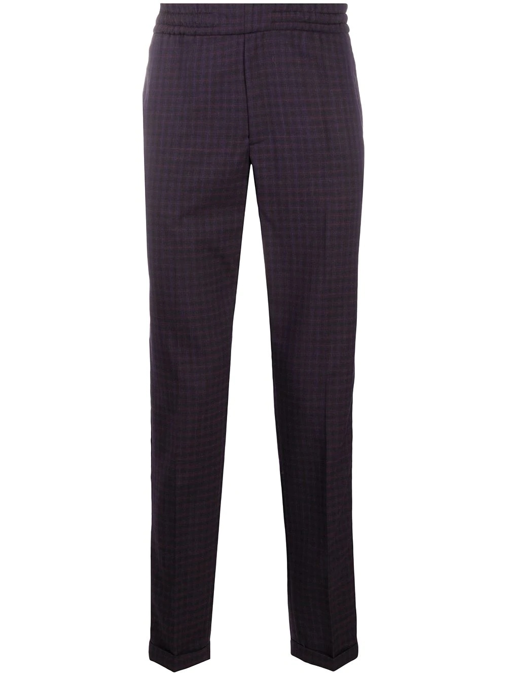 micro-check pattern wool trousers - 1