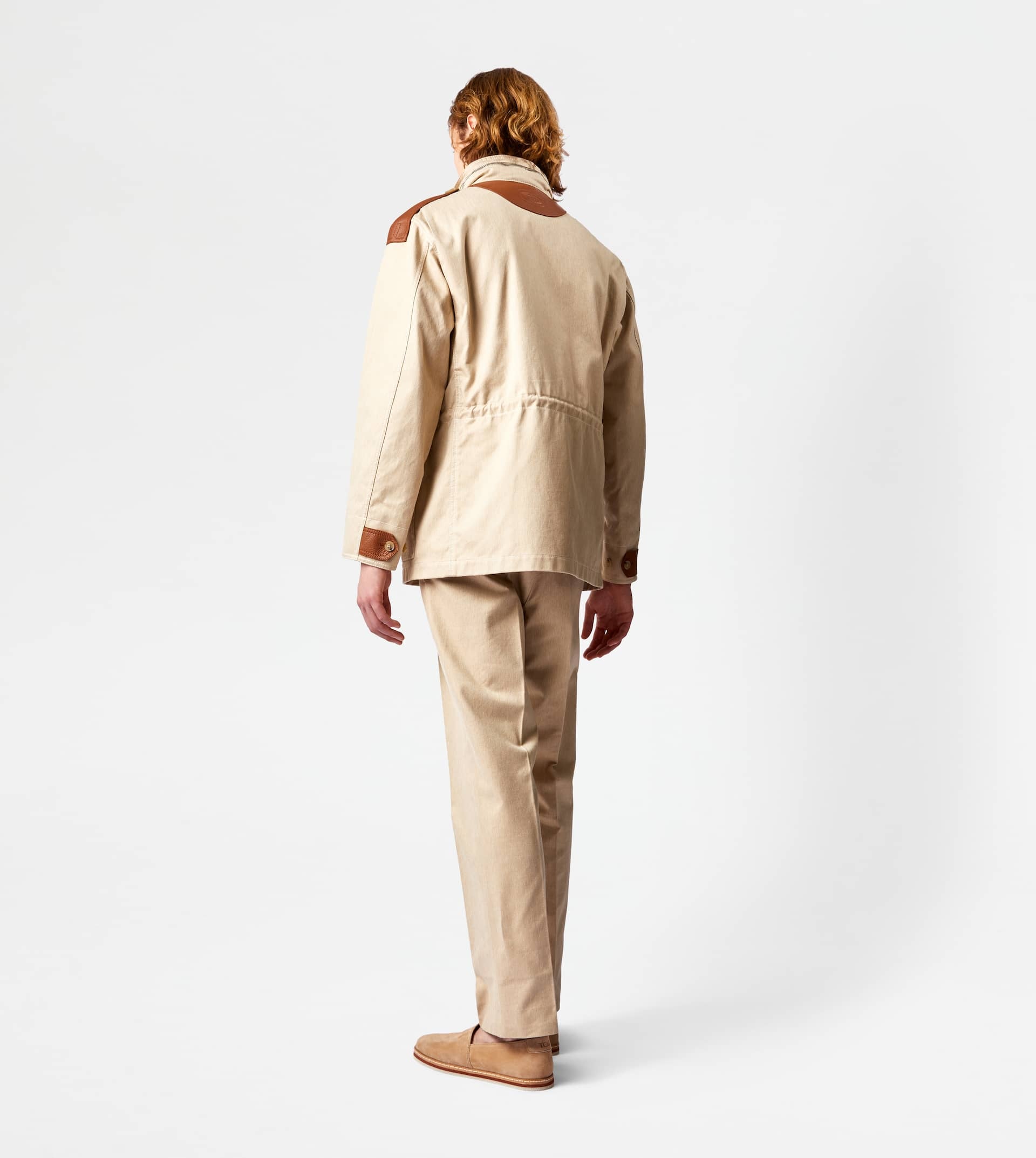 FIELD JACKET WITH LEATHER INSERTS - BEIGE - 3