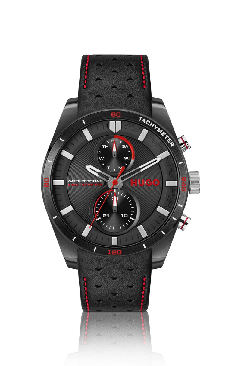 #FAST RACING-INSPIRED WATCH WITH PERFORATED LEATHER STRAP 1