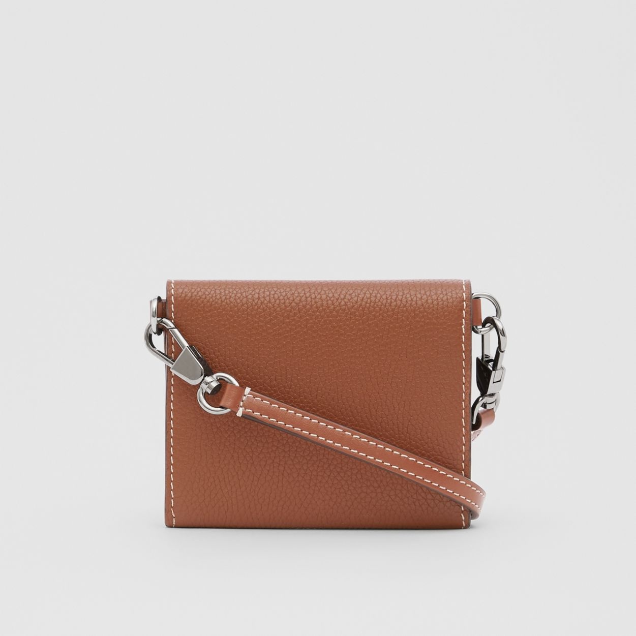 Small Grainy Leather Wallet with Detachable Strap - 10