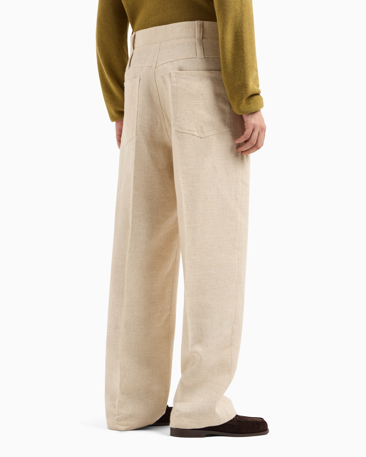 DENIM-EFFECT LINEN-BLEND TROUSERS - 3