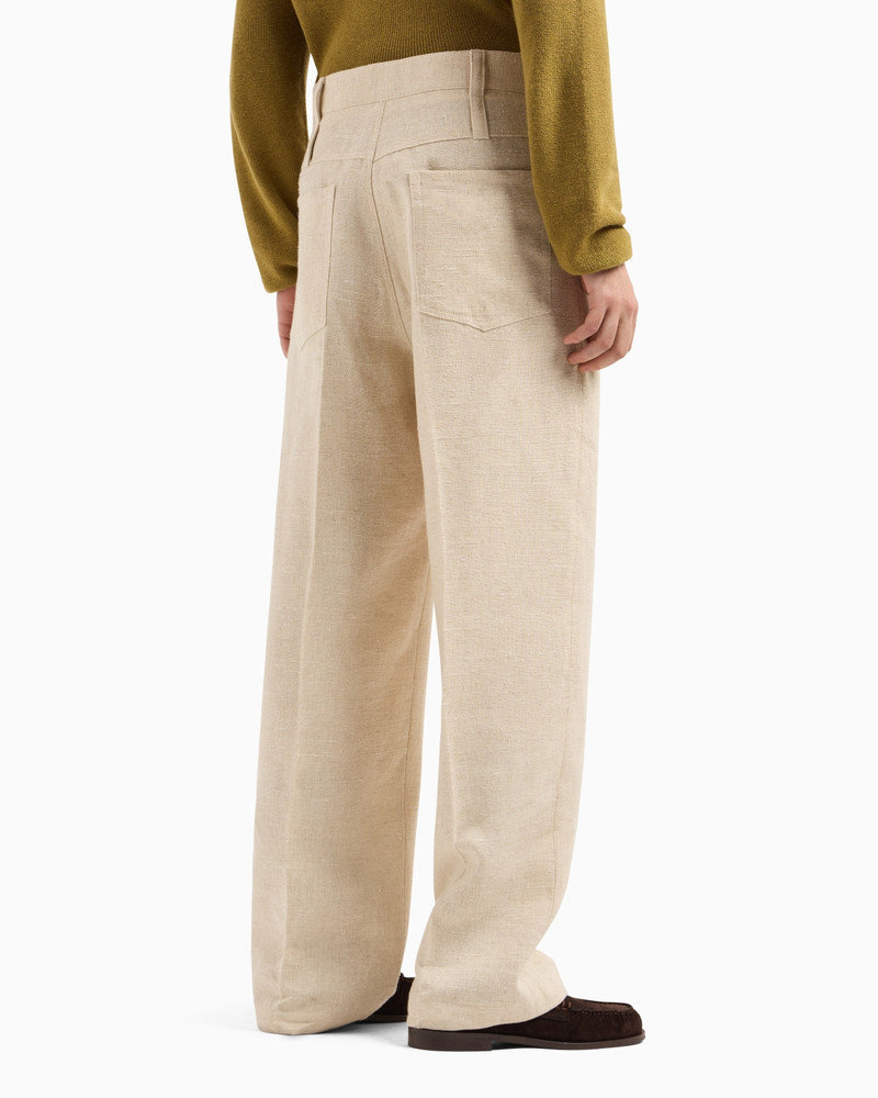 DENIM-EFFECT LINEN-BLEND TROUSERS 3