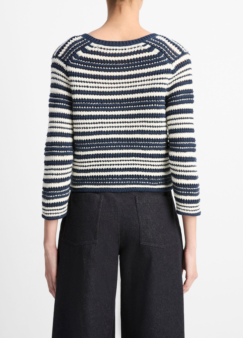 Vince Textured Stripe Italian Cotton Cardigan outlook