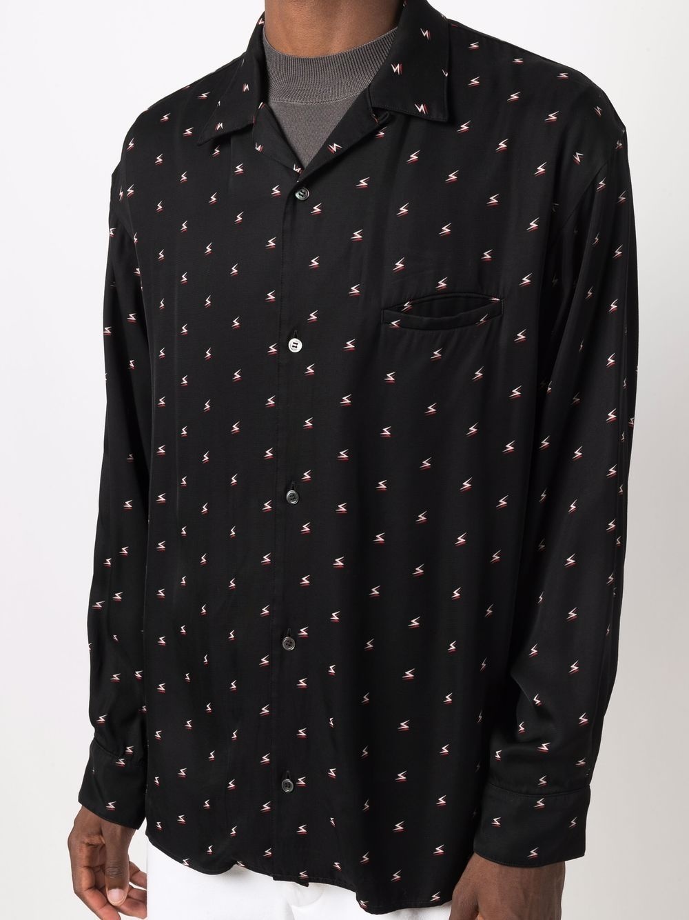 thunderbolt-print buttoned shirt - 5