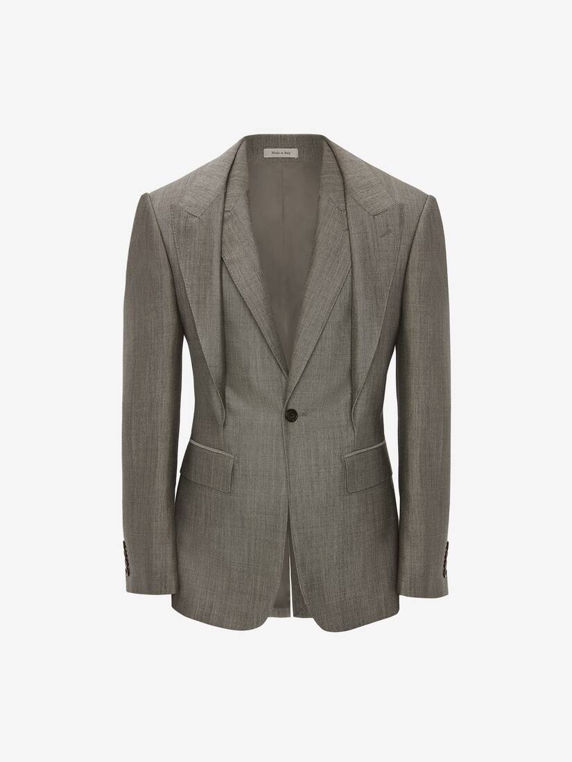 Trompe L'oeil Mohair Jacket in Grey - 1