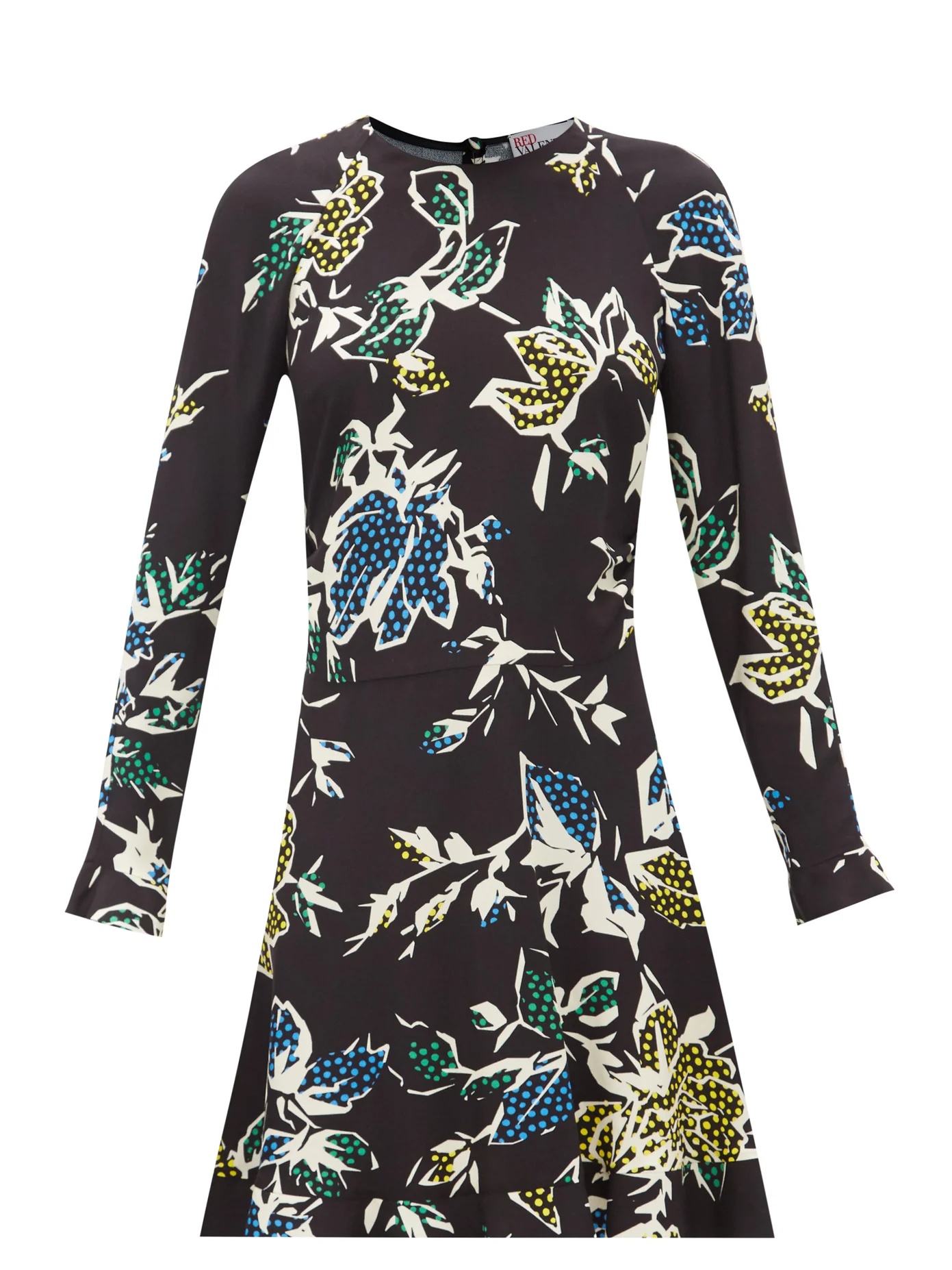 Keyhole-nape floral-print crepe dress - 1