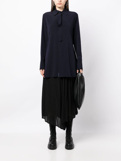 Yohji Yamamoto lace-fastening long-sleeved blouse outlook