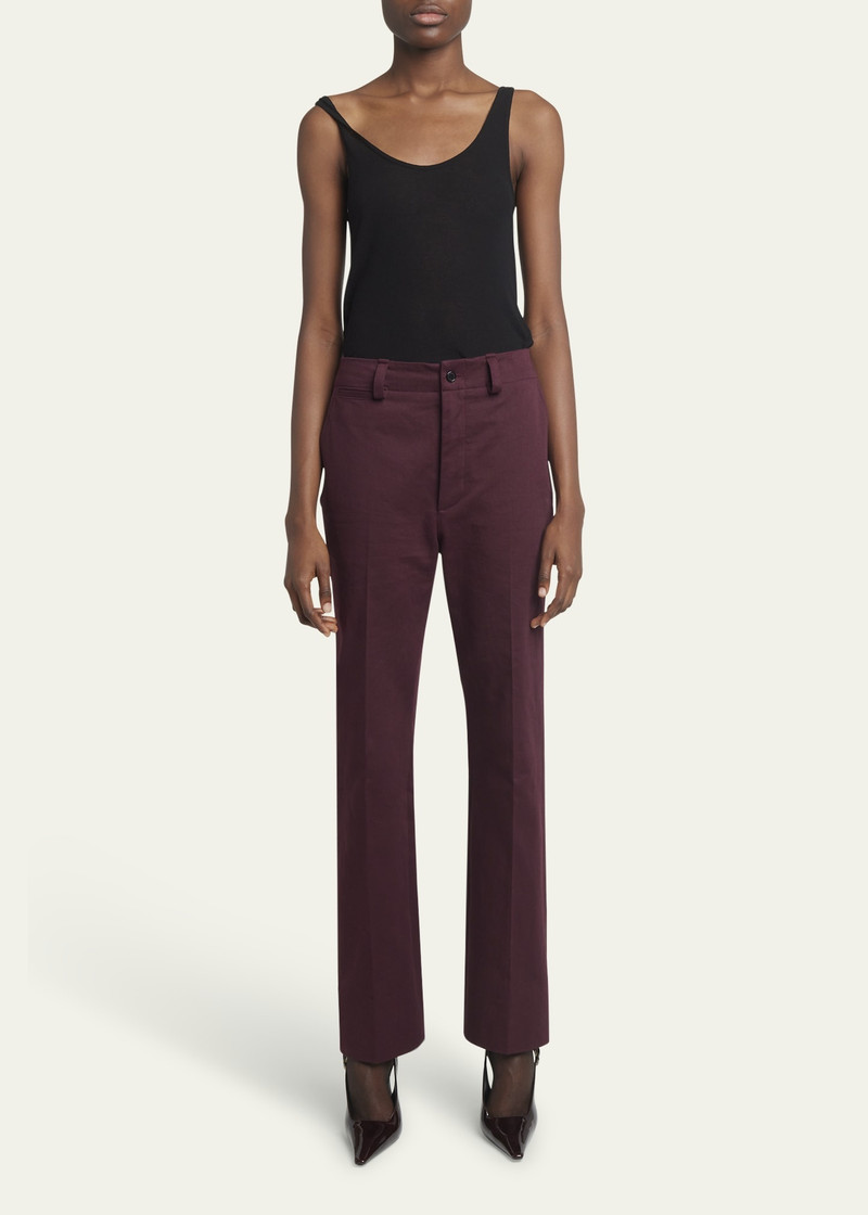 SAINT LAURENT Mid-Rise Straight-Leg Ankle Cotton Pants outlook