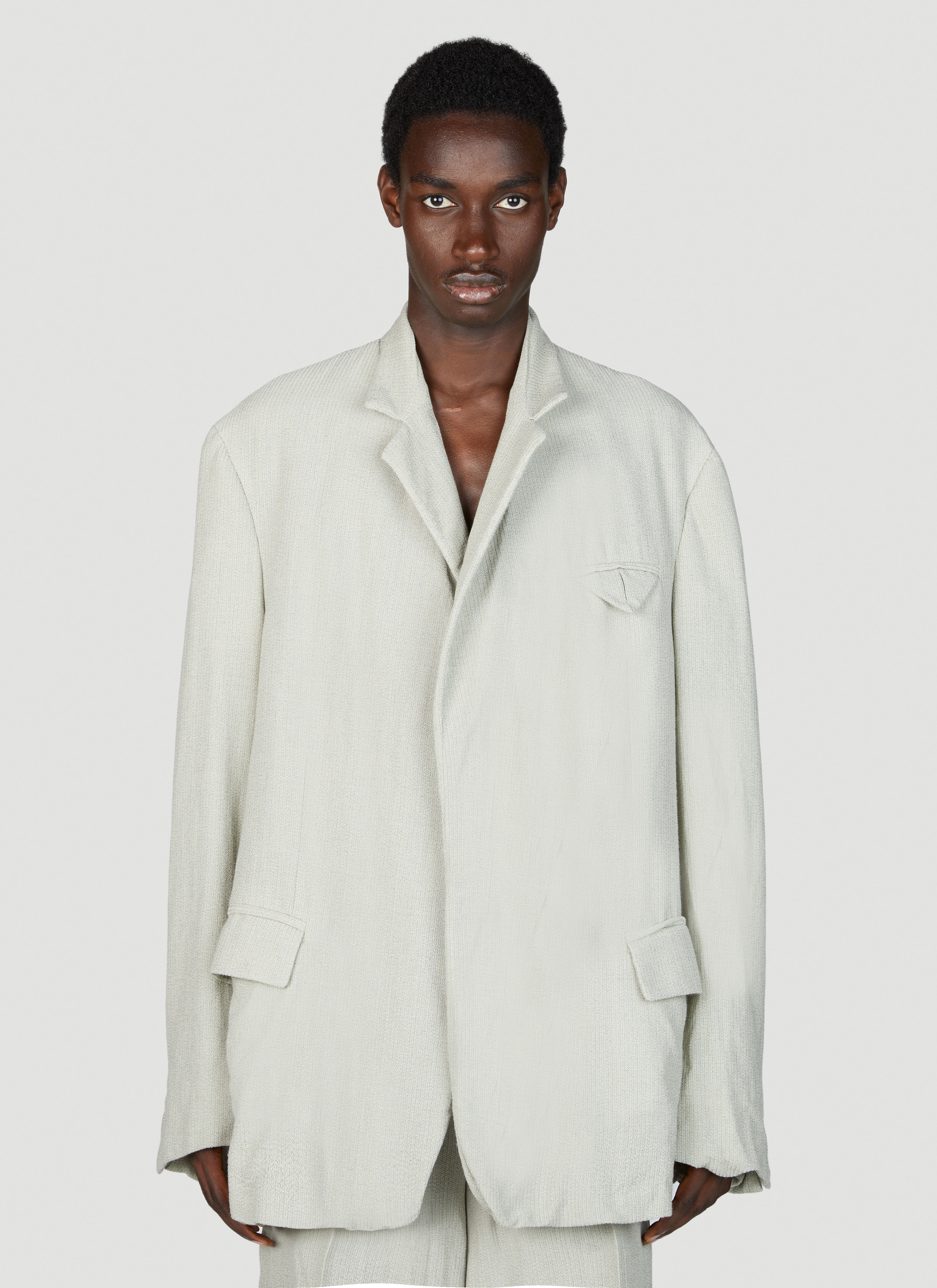 Light Wool Silk Mouline Blazer - 1