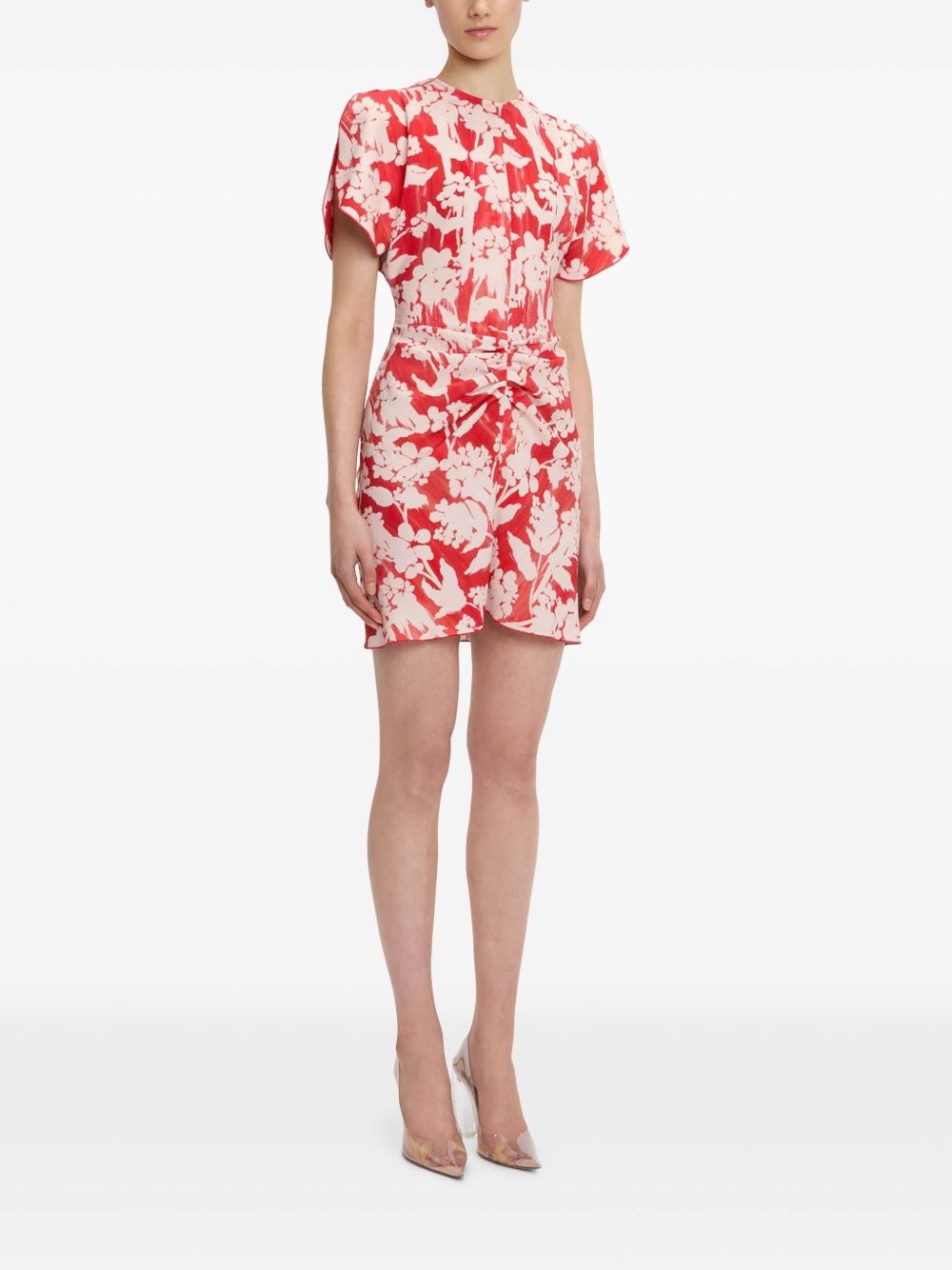 floral-print gathered mini dress - 2