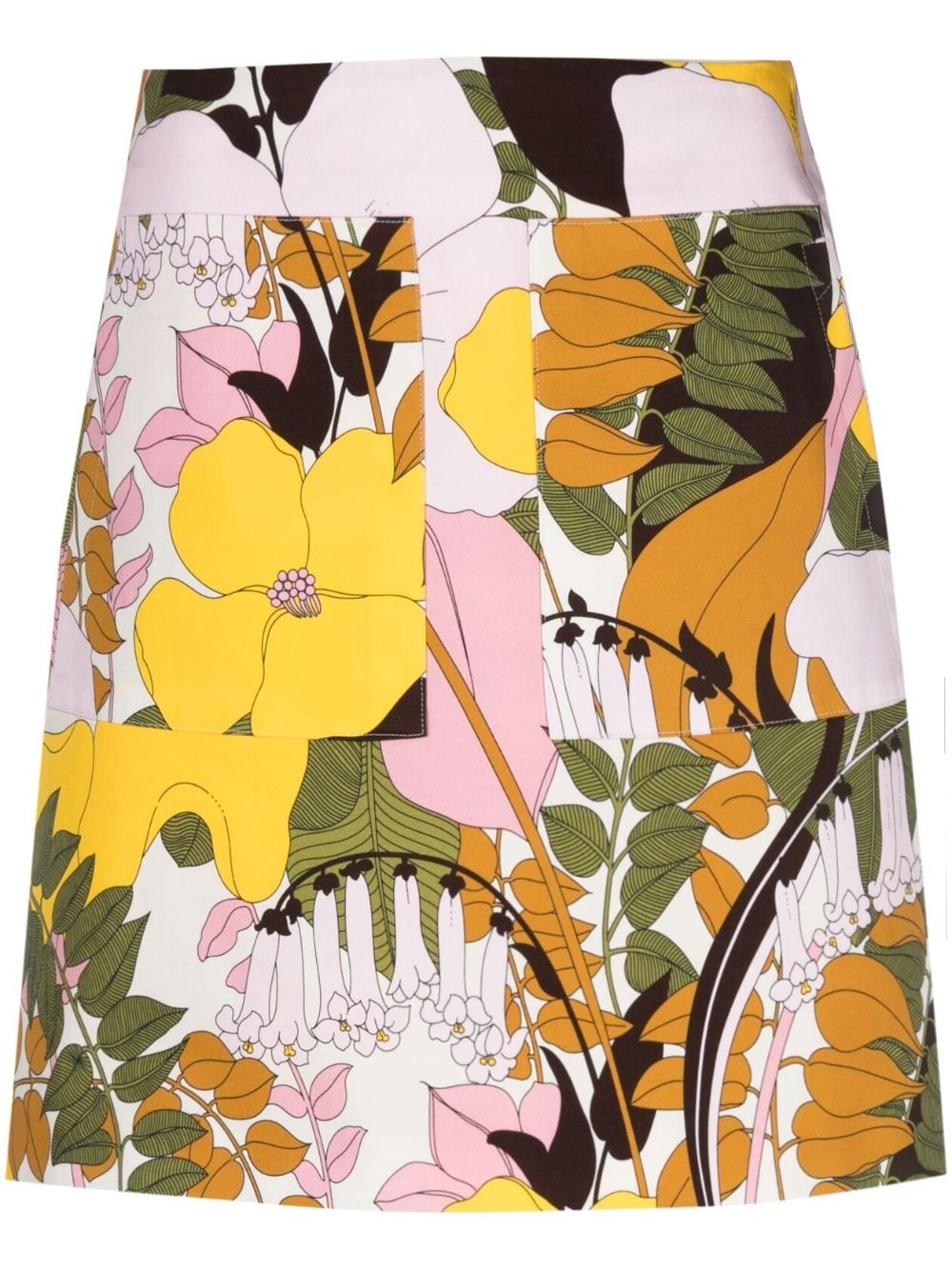 floral-print stretch-cotton A-line miniskirt - 1