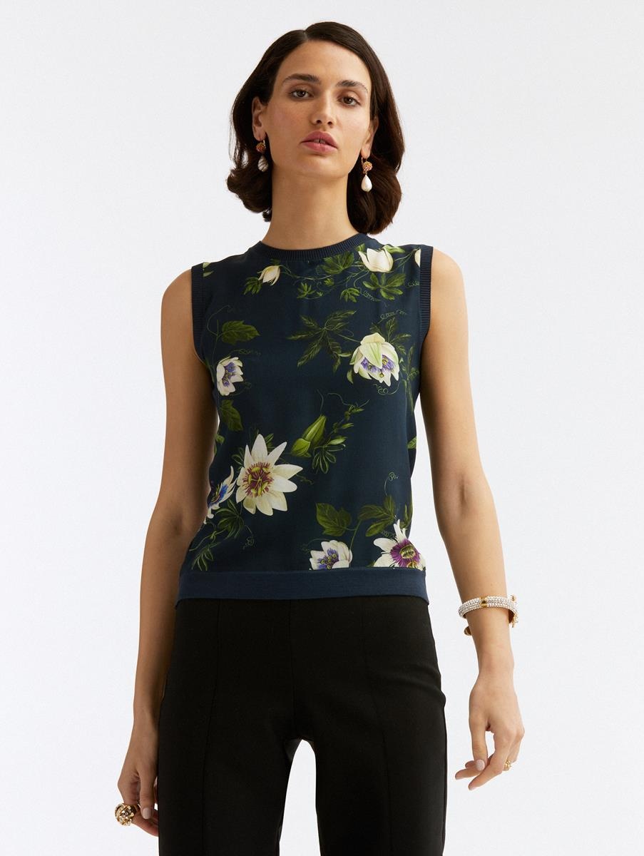 PASSIONFLOWER SILK INSET TANK - 1