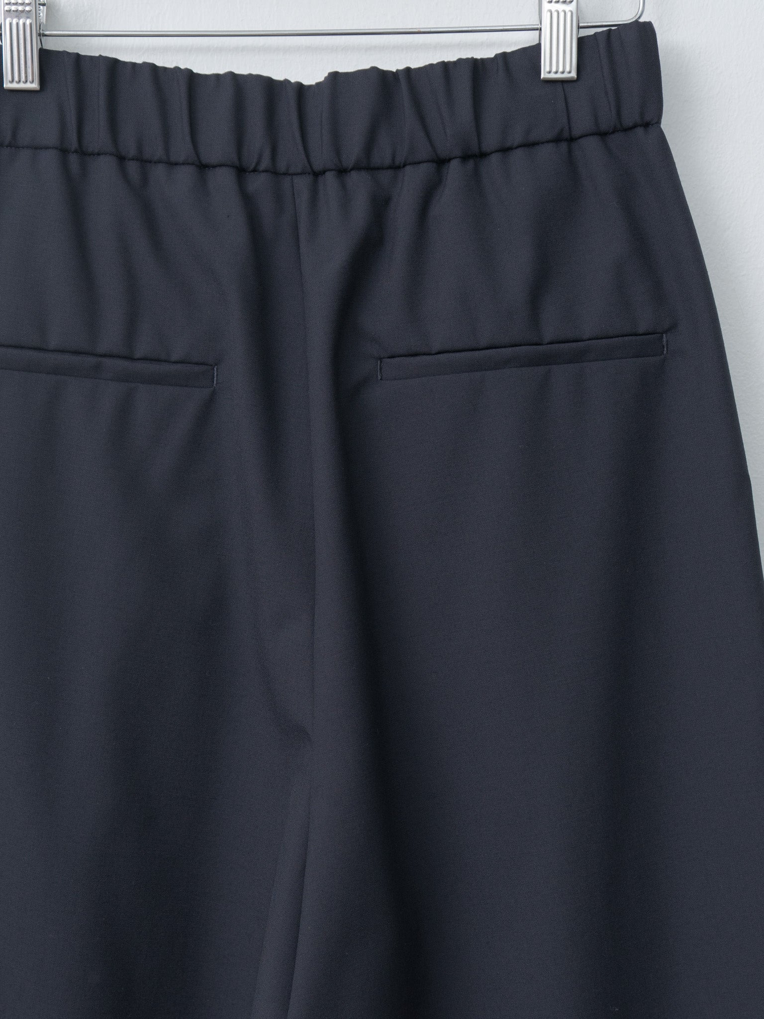 Wool Tropical Wide Easy Pants - Navy - 8