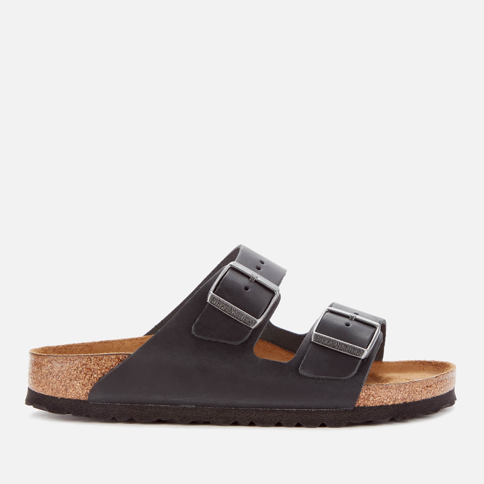 Birkenstock Women's Arizona Slim Fit Oiled Leather Double Strap Sandals - Black - 1