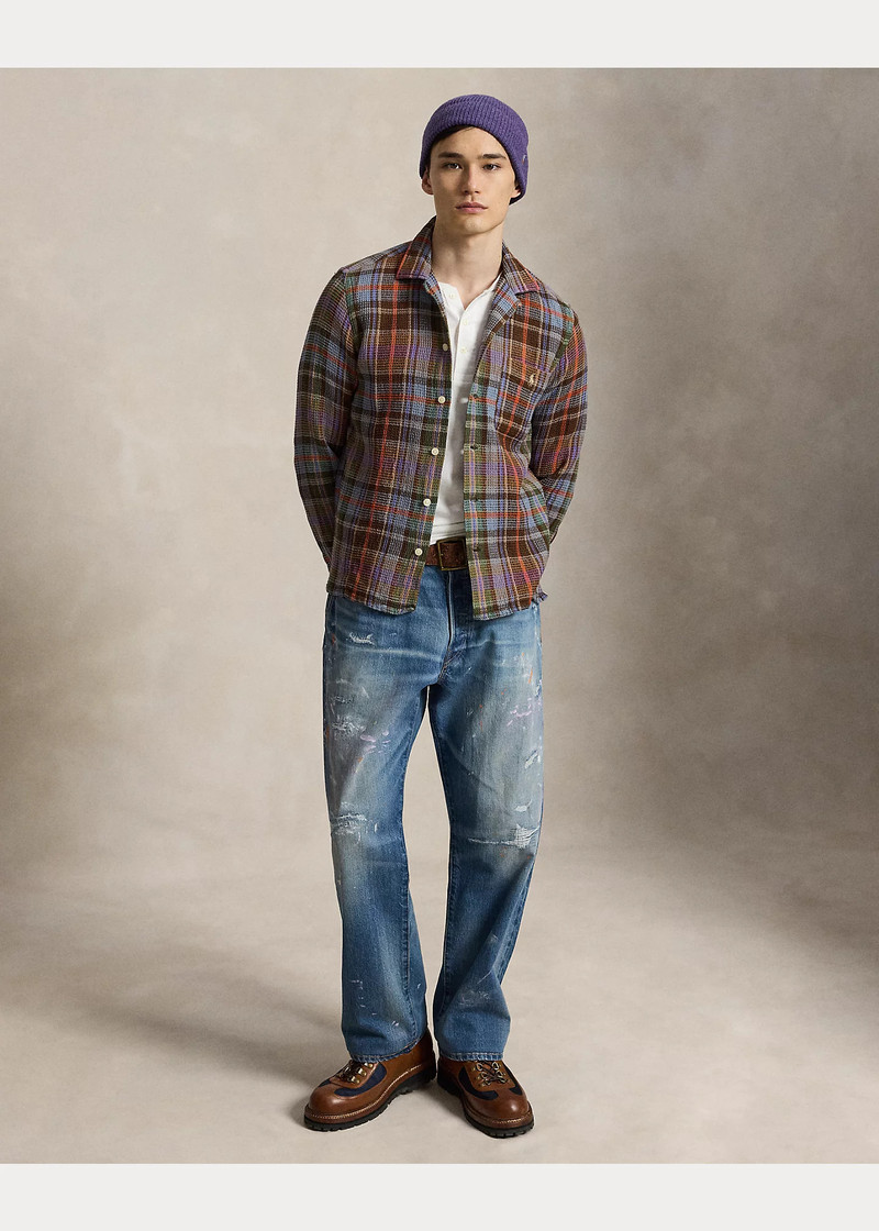Classic Fit Plaid Waffle Camp Shirt 3