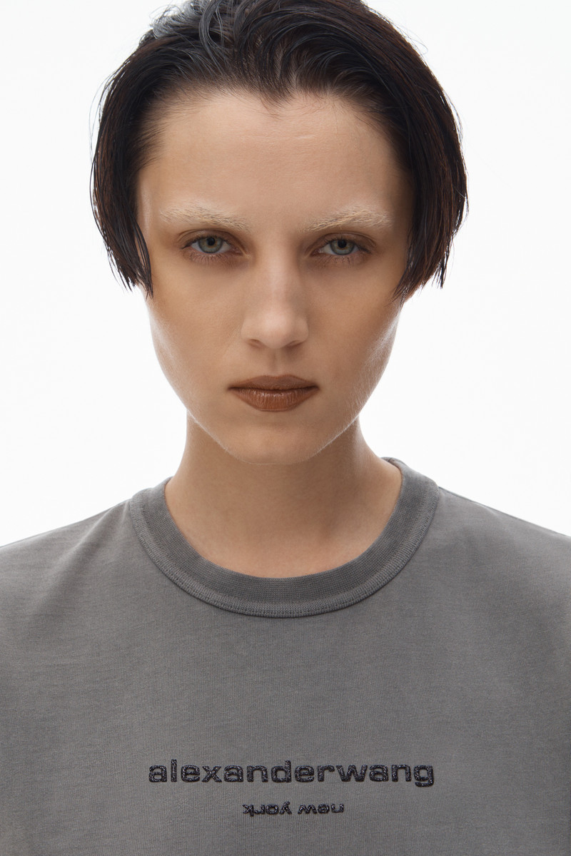 shrunken glitter puff logo tee in cotton 3