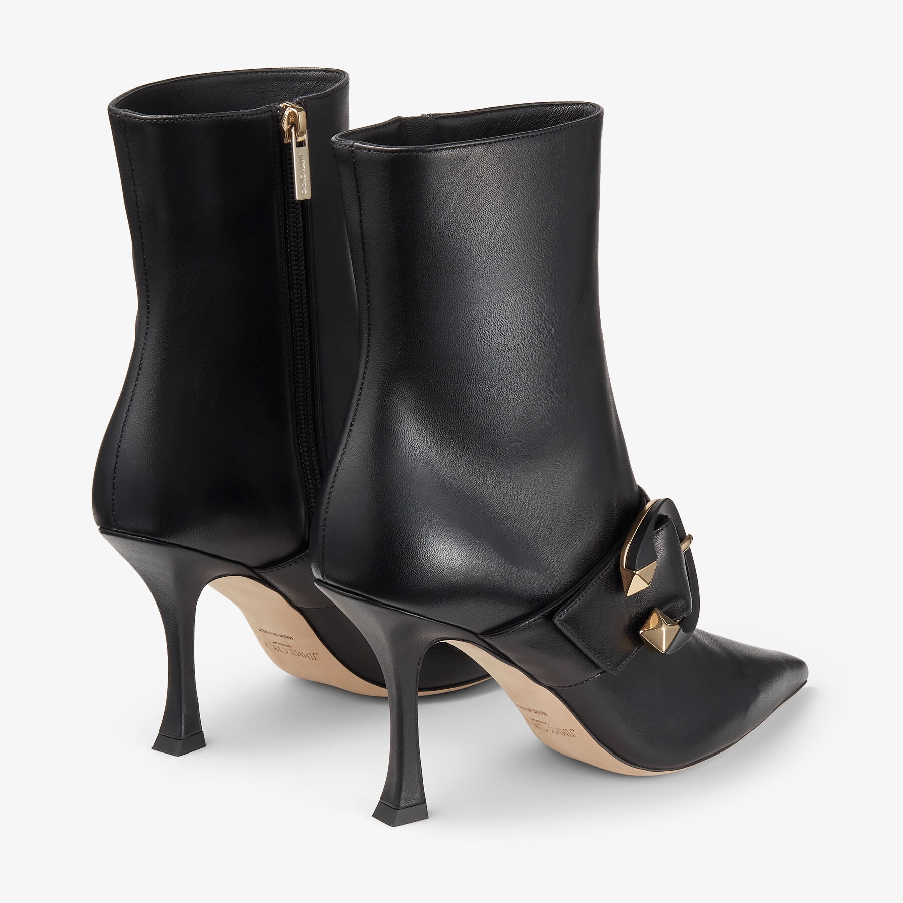 Magik 90
Black Nappa Leather Pointed-Toe Ankle Boots with C-Buckle - 6