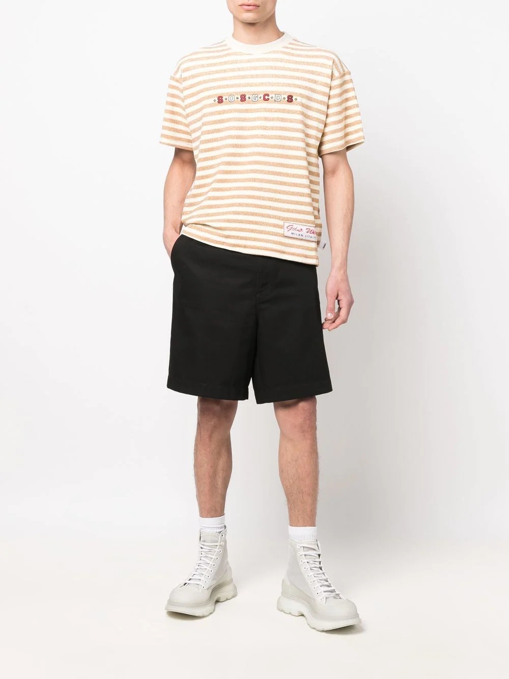 striped logo-print T-shirt - 2