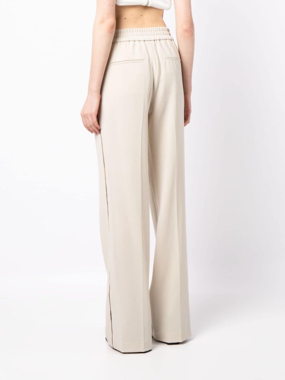piped-trim detail wide-leg trousers - 4