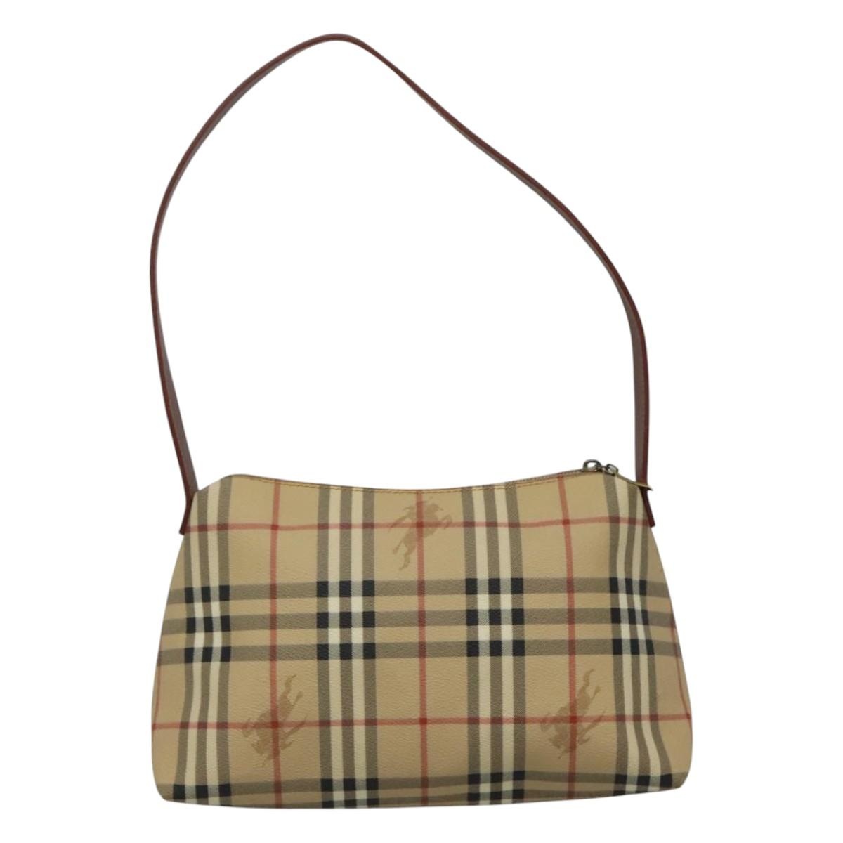 Burberry Nova Check Shoulder Bag Pvc Leather Beige Brown - 3